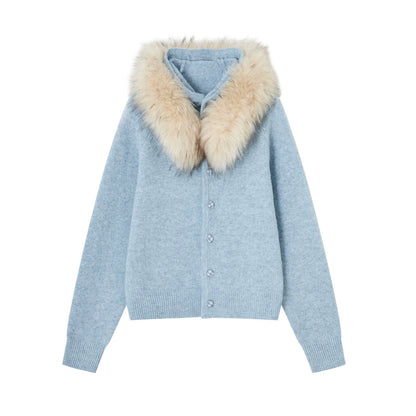 Detachable Fur Collar Cardigan