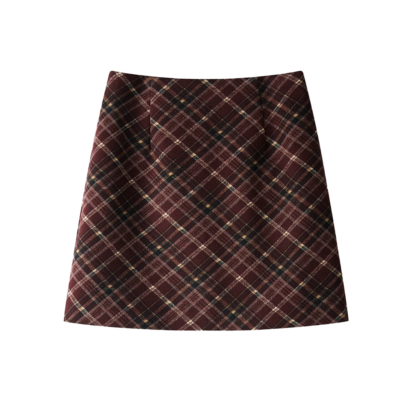 Vintage Red Plaid Woolen A-Line Skirt
