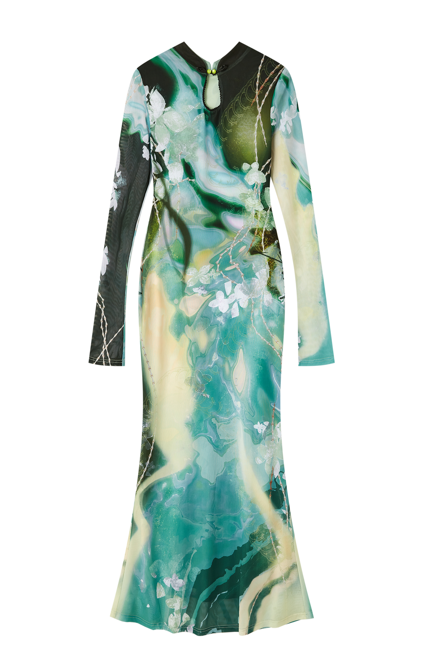 Golden Pearl Impressionist Cheongsam Dress