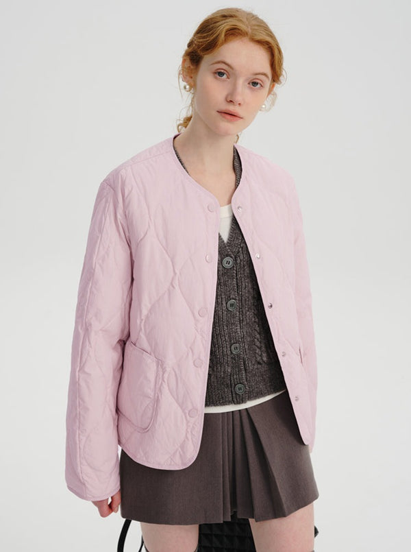 Short light rhombic down jacket