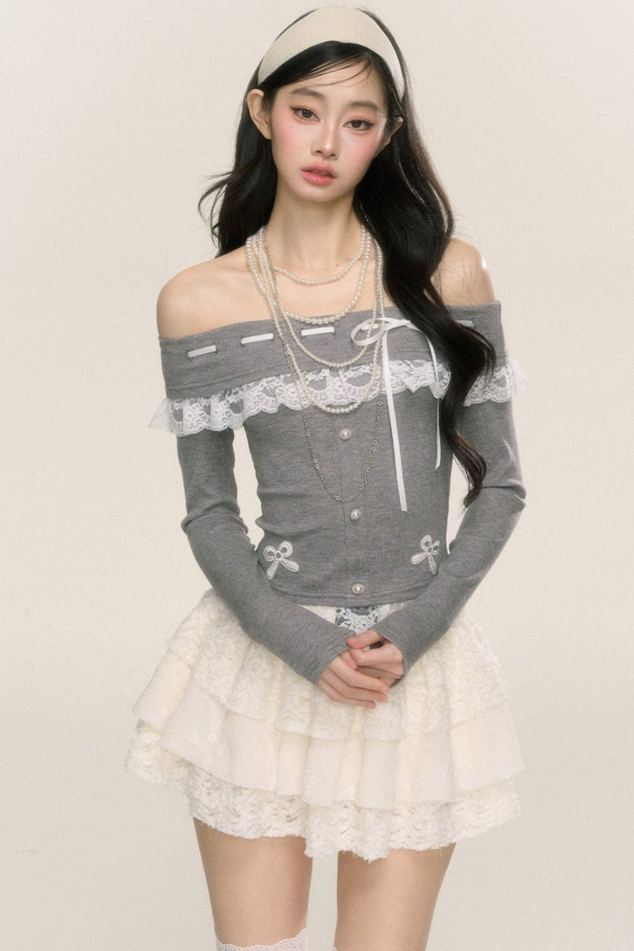 Rime Camellia Lace Long-Sleeve T-Shirt