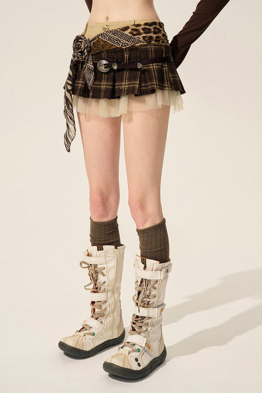 Thin Plaid Mesh Tutu Skirt