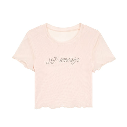 Multicolor Mesh Letter Tee