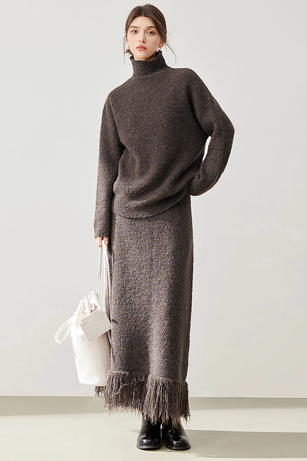 Lazy Raw Sweater Two-Piece Set