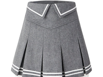 Wool short coat with Skirt Set