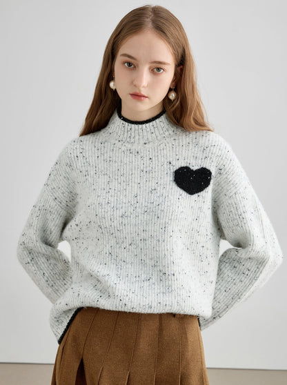 Hohe Nackenliebe Jacquard Stricktop gestrickt