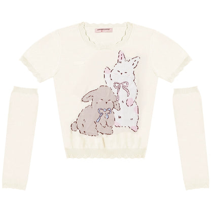 Bunny Design Knit T-Shirt