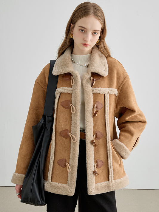 Horn Button Fur Short Coat