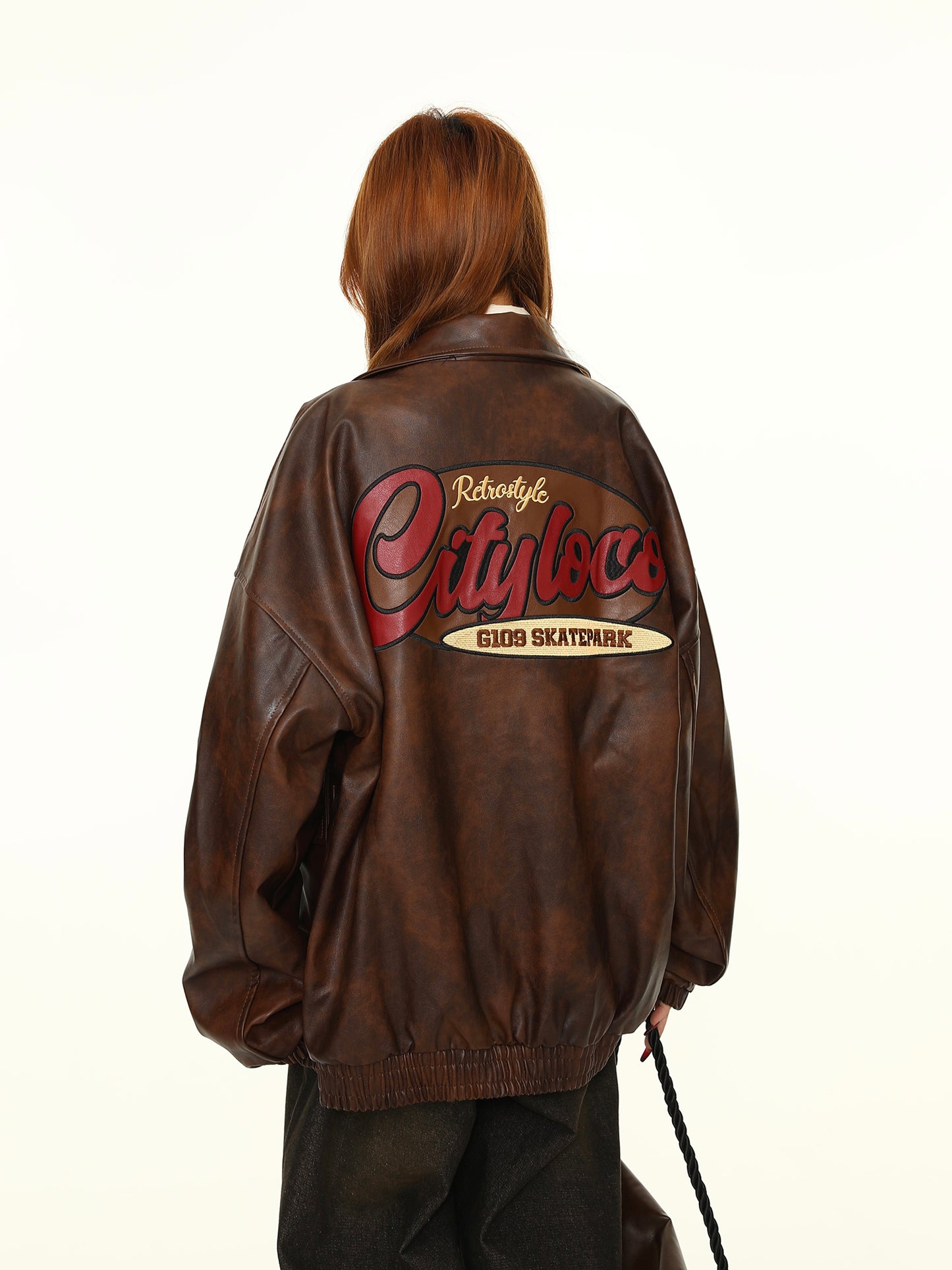 American vintage embroidery biker jacket