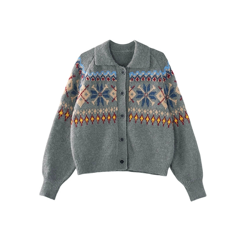 Preppy Lapel Fair Isle Sweater