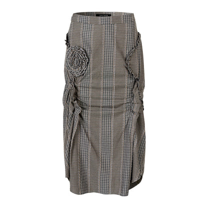 Gothic Plaid Flower Shirt & Skirt Set-Up