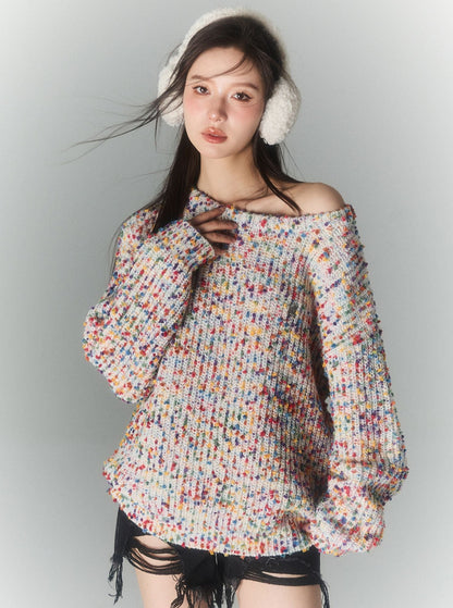 colorful ball padded pullover sweater