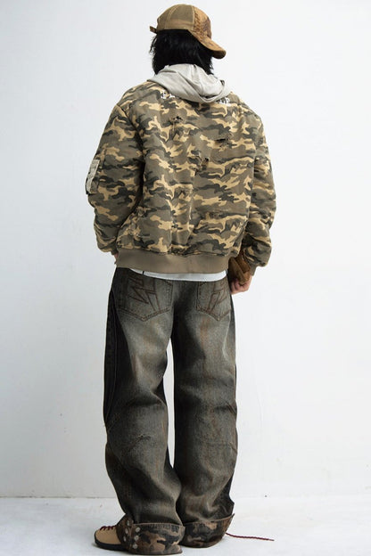 Vintage Distressed Camouflage Trousers