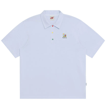 Loose Fit Embroidered Polo Shirt