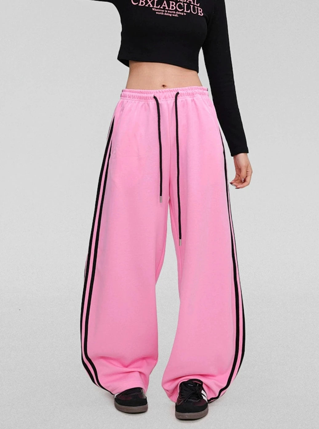 Pink Three-Bar Banana Hip-Hop Pants