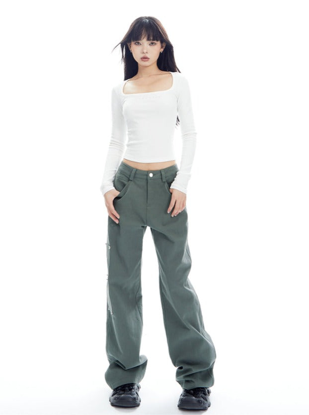 American loose fitting spiked pants