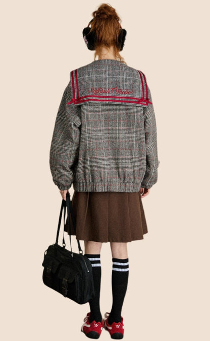 Loose Check Hooded Jacket