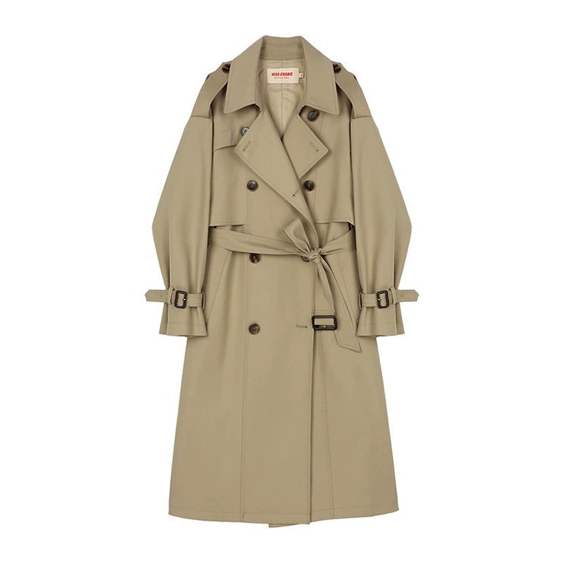 Mid-Length Lace-Up Trench Coat