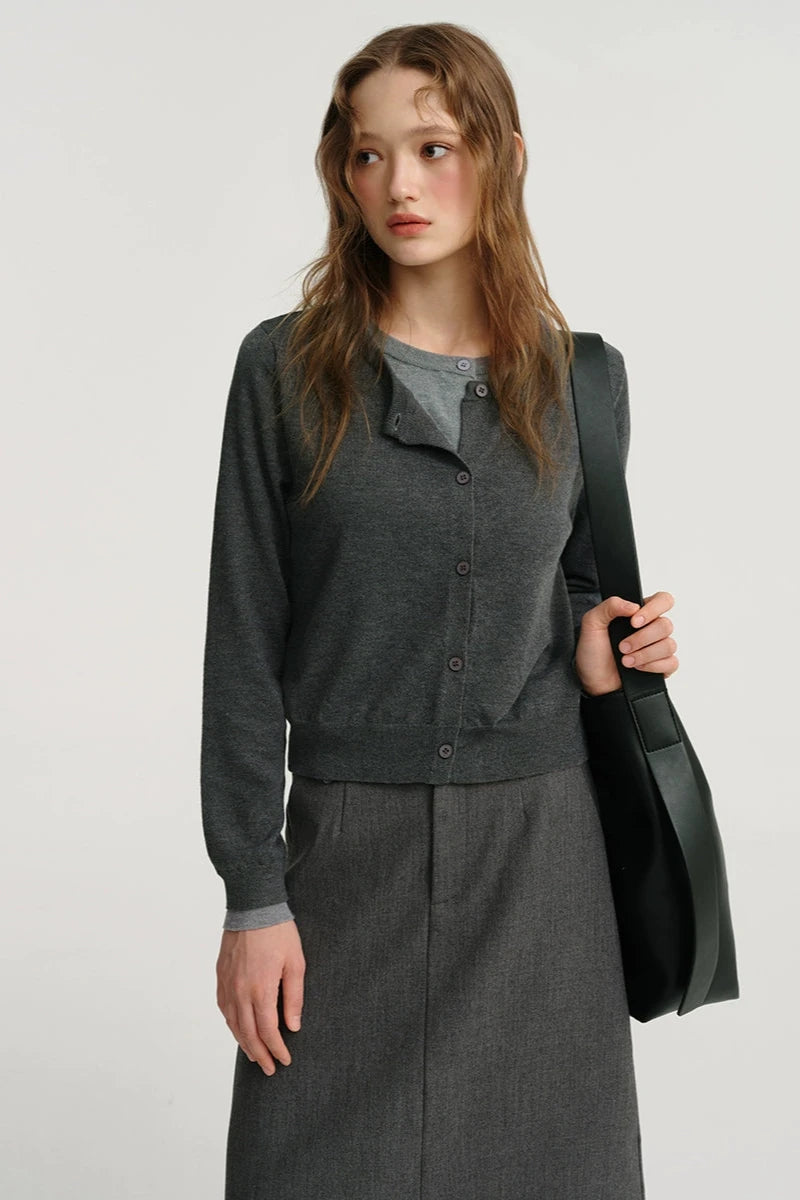 Gray Two-Piece Knitwear Top