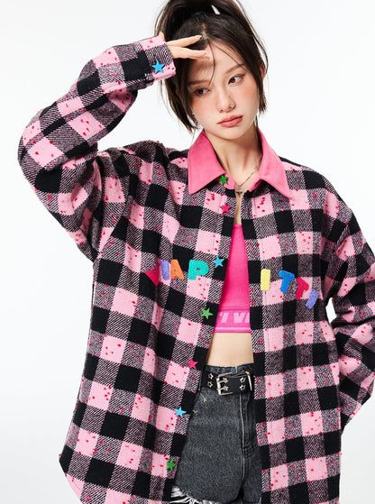 plaid padded jacket