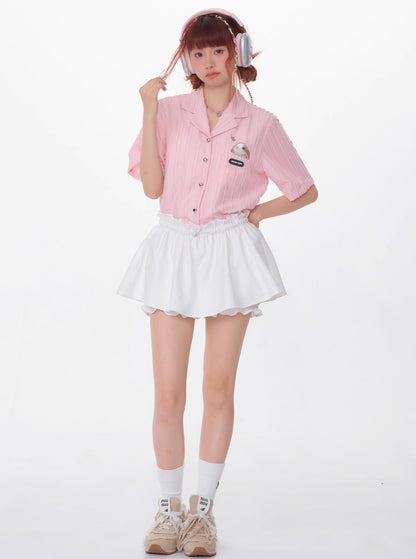 Rabbit Embroidery Premium Short Sleeve Shirt