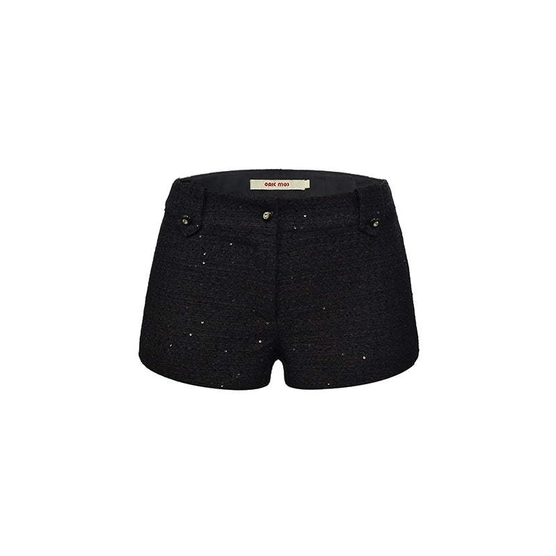 Schwarze schlanke Frühlings-Hotpants mit Pailletten