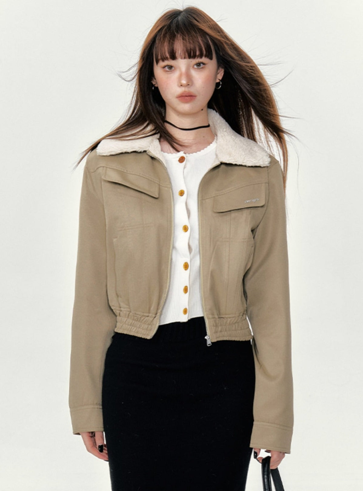 American Wool Neck Short Jacket