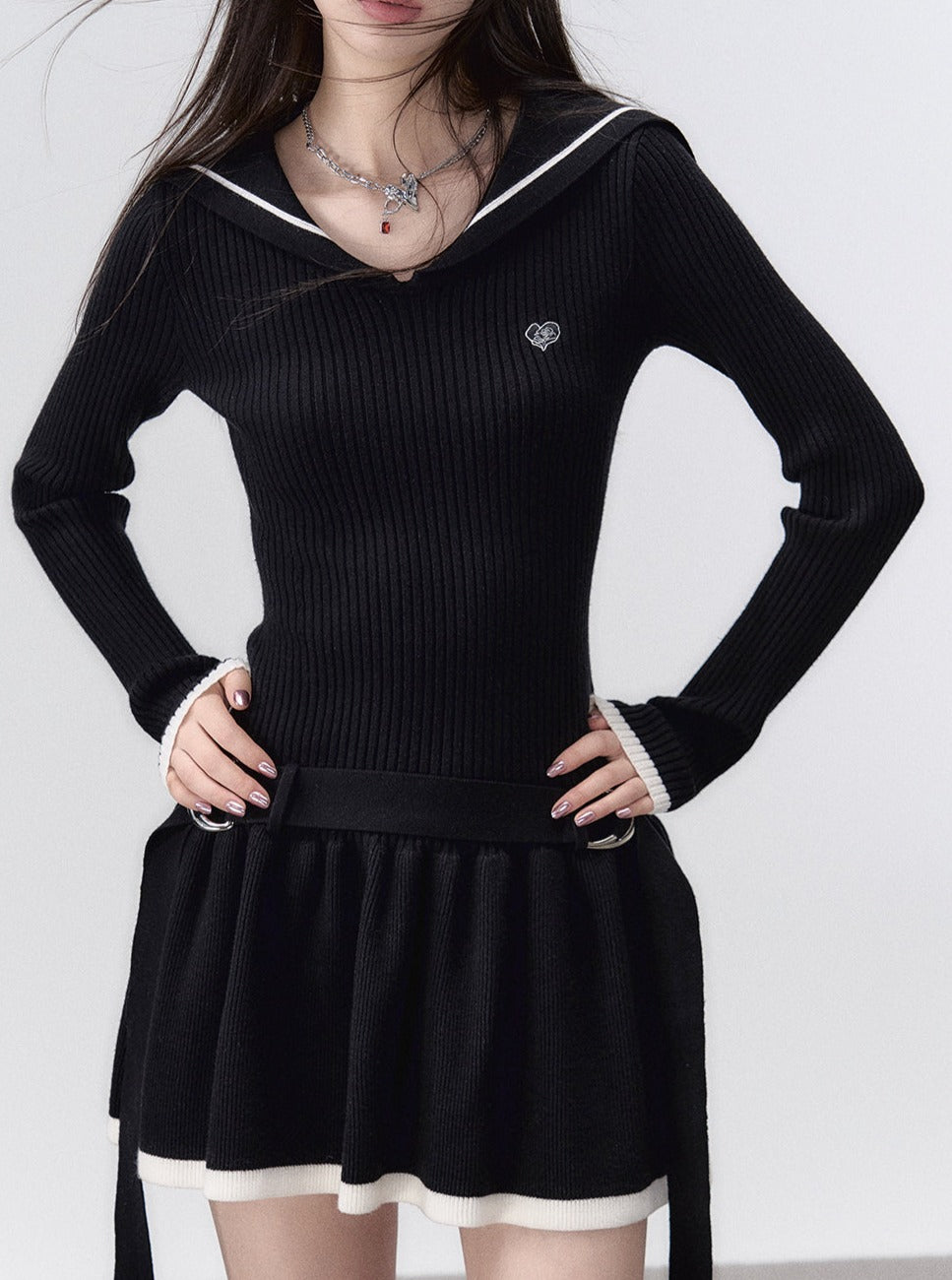 Dark black knit dress