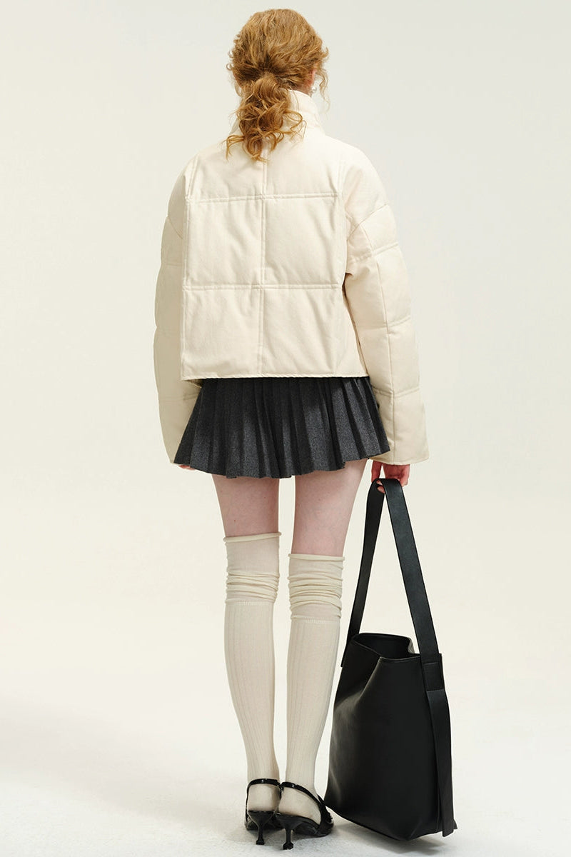 Solid White Down Padded Jacket