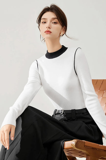 Stitching Crew Neck Pullover Sweater