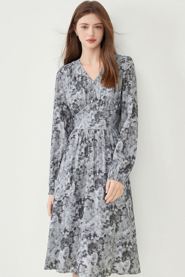 Waist Slim Floral V-Neck Dress