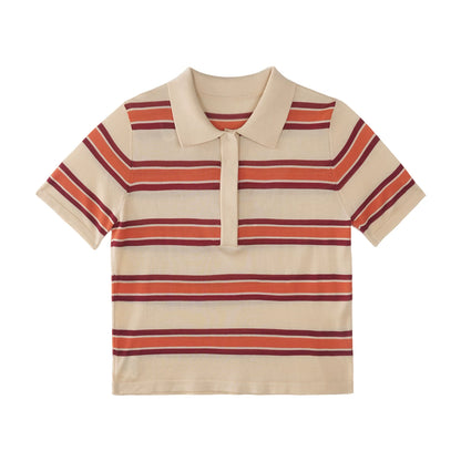 Lyocell Striped Polo Top