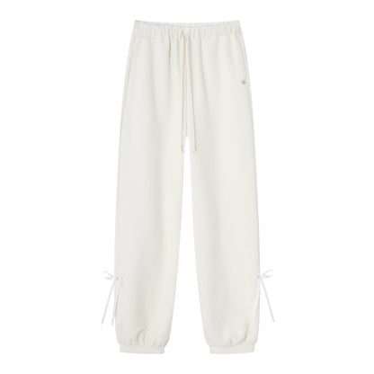 Velvet-Feel Cuffed Lantern Casual Pants