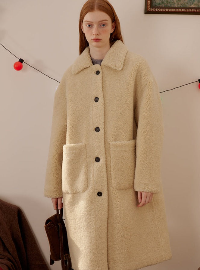 LAMB FUR SUEDE COMPOSITE LAPEL COAT