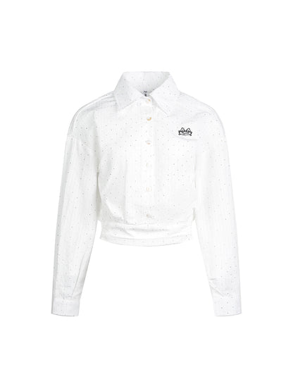 Striped Diamond Waist Lapel Shirt