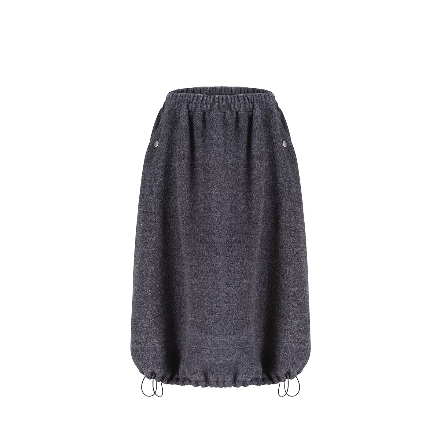 Gray Wool Drawstring Skirt