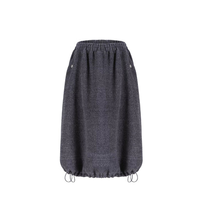 Gray Wool Drawstring Skirt
