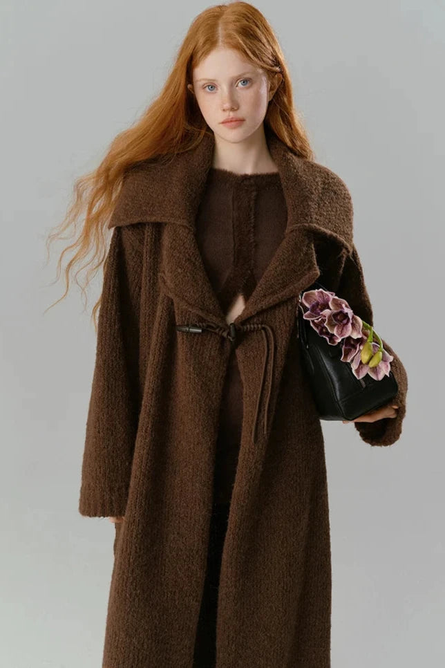 Wool Lapel Long Cardigan Jacket