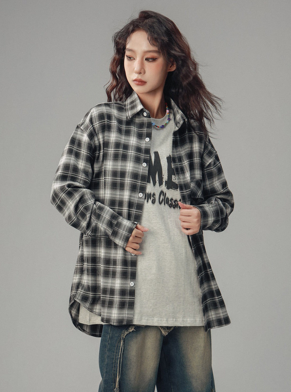 Vintage Distressed Plaid Couple Top