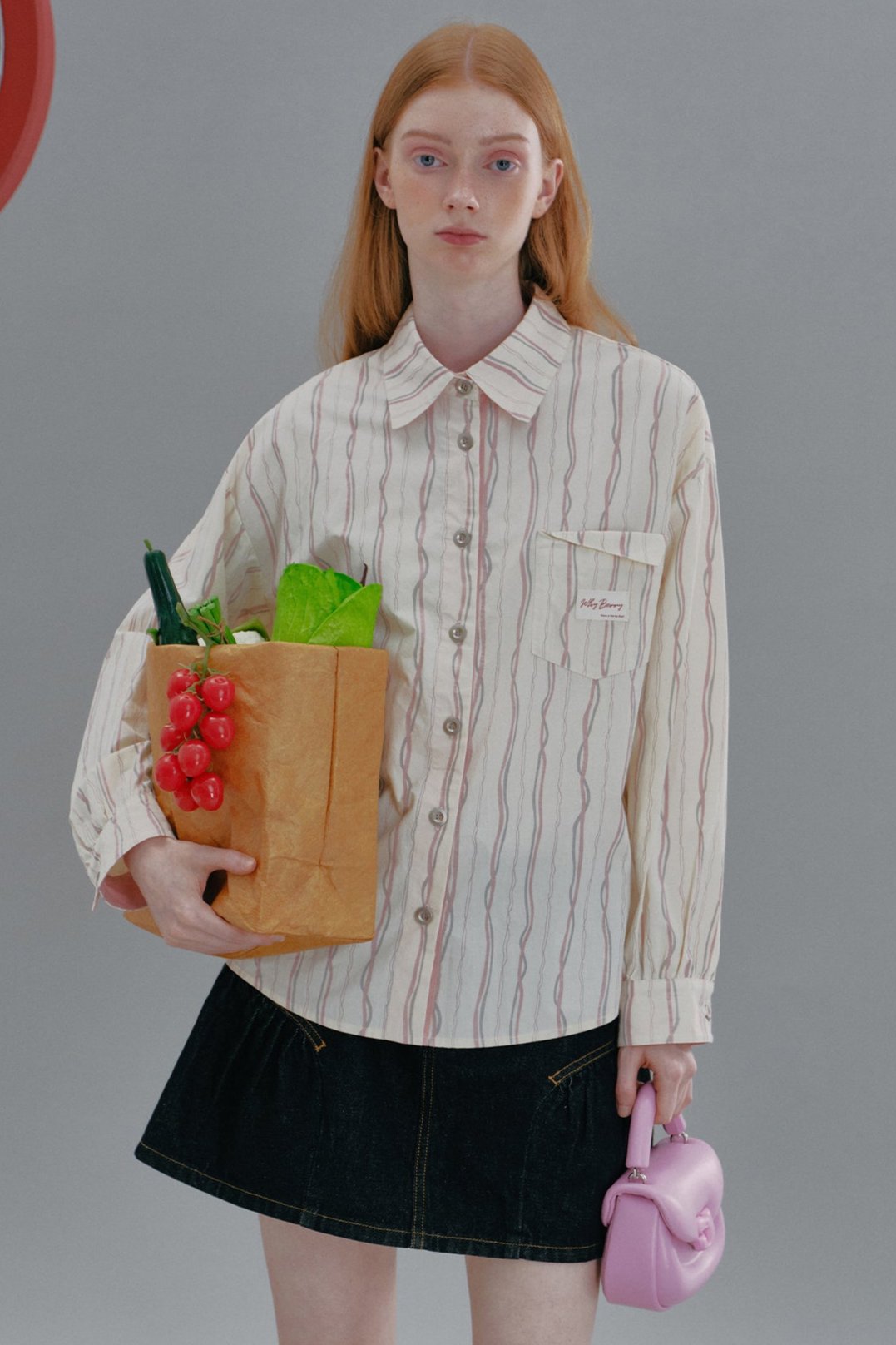 WhyBerry 24AW "Sweet Tea Diary" Vintage-Hemd mit Kontrastkaro