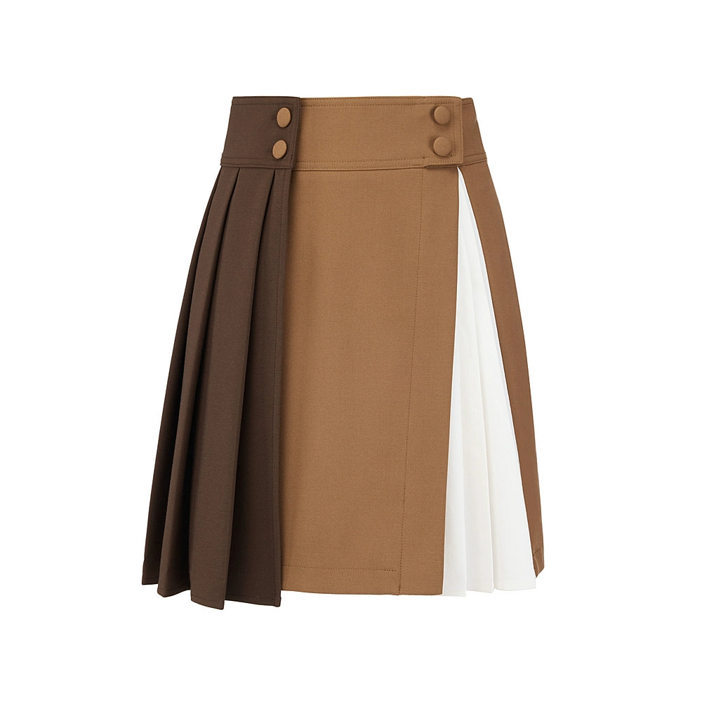 Detachable Pleated A-Line Skirt