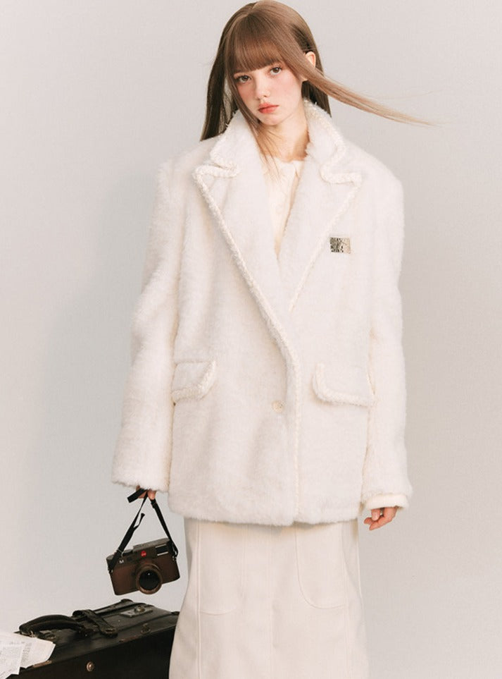 Wool Twist WHITE TWEED COAT