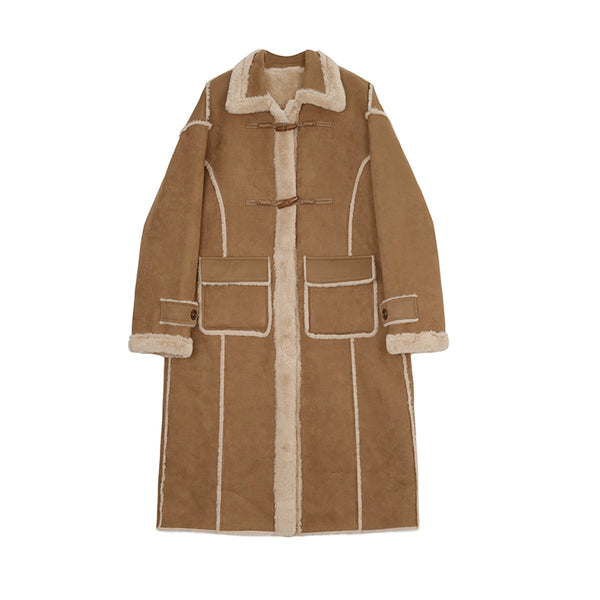 Long suede lambswool coat