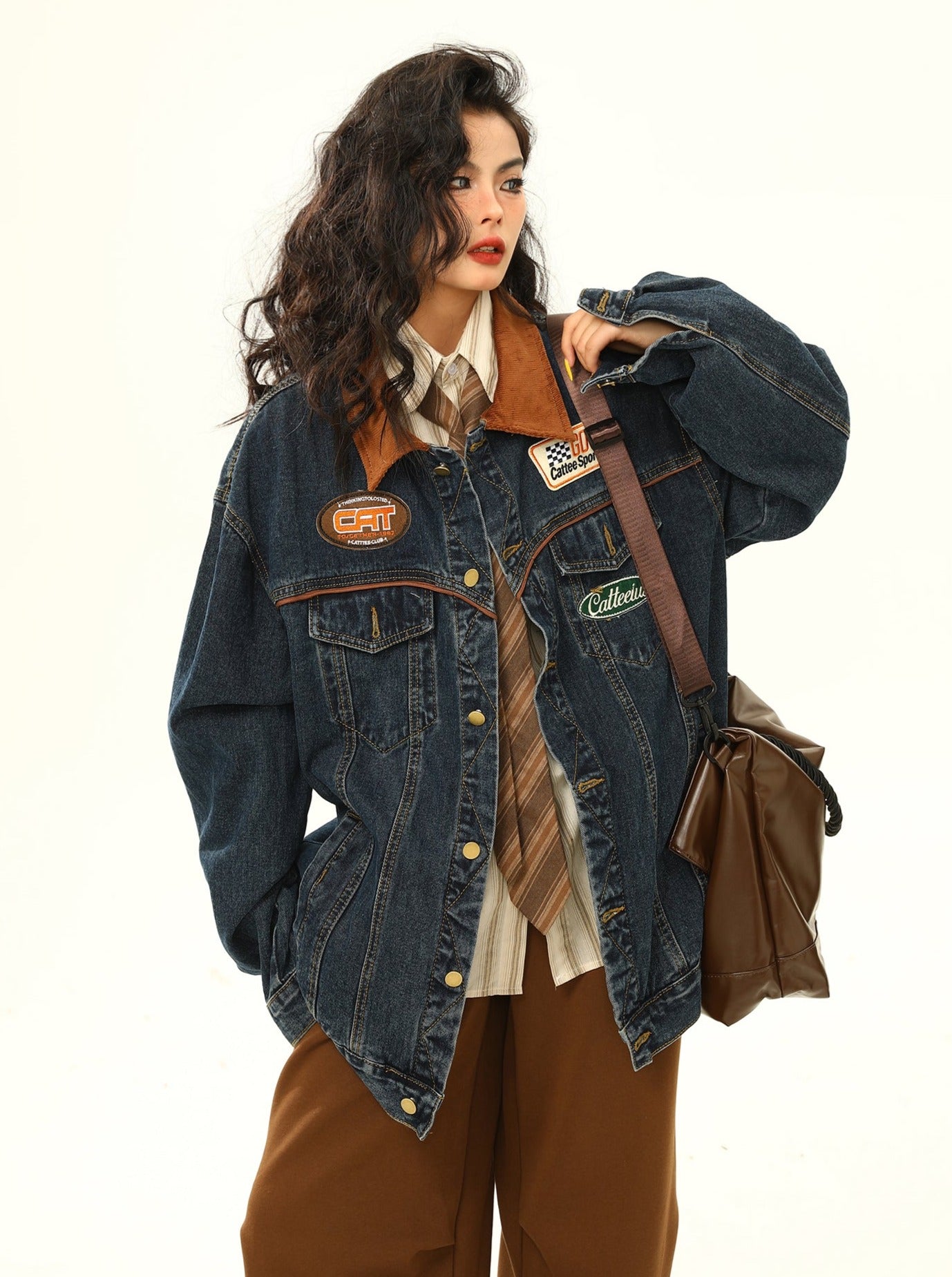 American retro denim blue coat