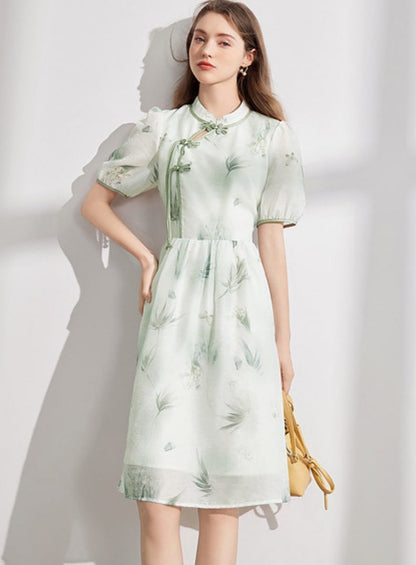 Neuer Stil Smudge Schnalle Cheongsam Kleid