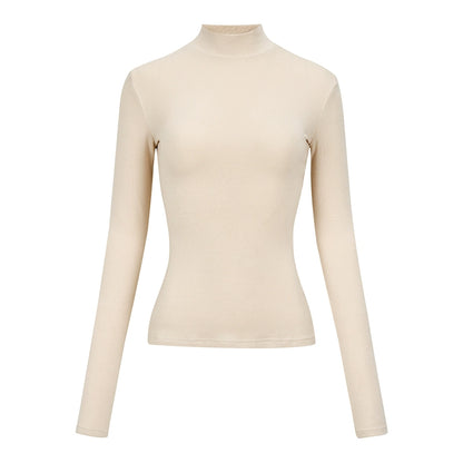 solid color slim breathable turtleneck tops