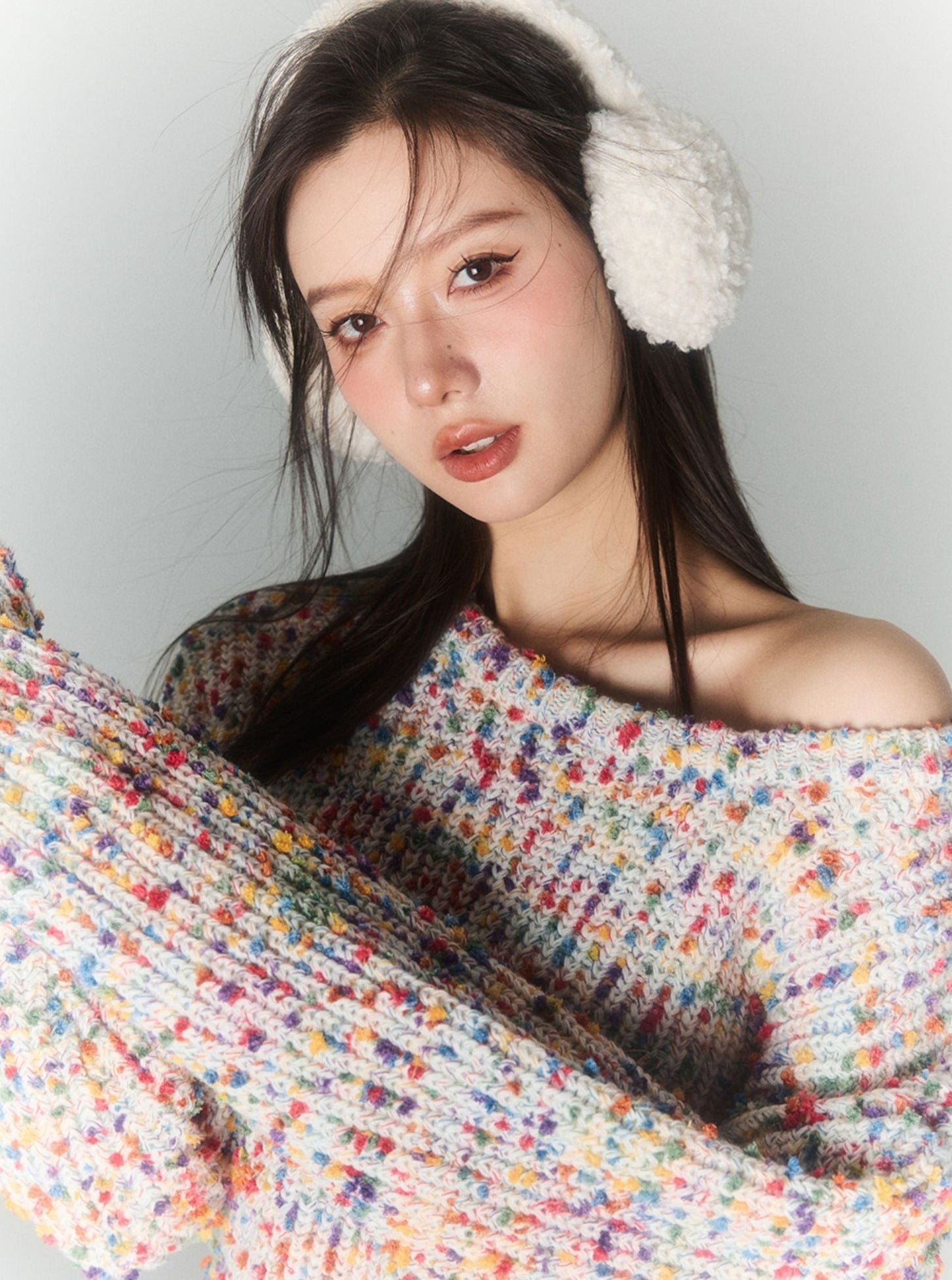 colorful ball padded pullover sweater
