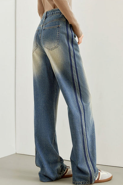 Retro High-Waisted Straight Jeans