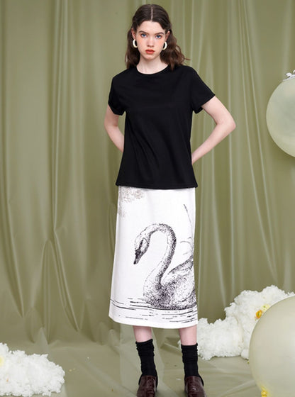 Slimming Hand-Painted Black & White Skirt