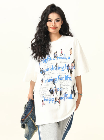 American Retro Life Print T-Shirt